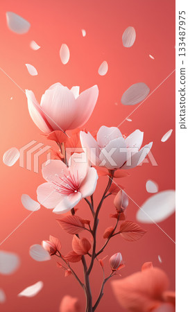 紅色背景白色梅花 133487975
