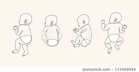 Newborns silhouette in a diaper collection beige Newborns silhouette in a diaper collection beige 133488048