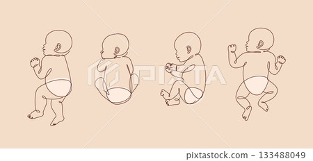 Newborns silhouette in a diaper collection light brown Newborns silhouette in a diaper collection light brown 133488049