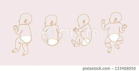 Newborns silhouette in a diaper collection light Newborns silhouette in a diaper collection light 133488050
