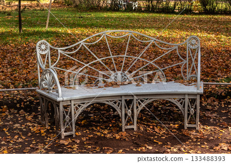 Bench in an autumn park. 133488393