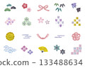 Hand-drawn Japanese pattern illustration material set 133488634