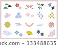 Japanese pattern illustration material set 133488635