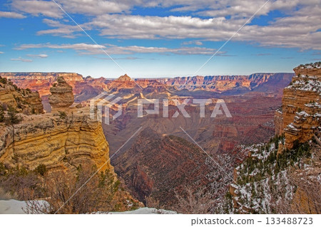 Grand Canyon winter cliffs and valley view Grand Canyon winter cliffs and valley view 133488723
