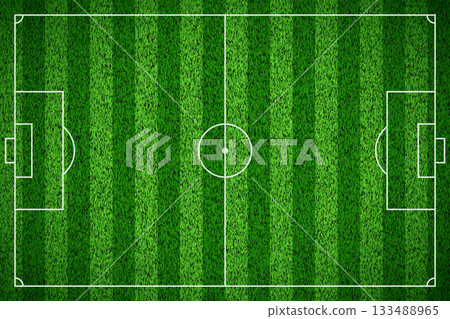 Soccer grass field top view. Green pitch. Sport stadium for baseball or football. Realistic turf texture background. Place for sport match, competition, championship. Vector illustration Soccer grass field top view. Green pitch. Sport stadium for baseball or football. Realistic turf texture background. Place for sport match, competition, championship. Vector illustration 133488965