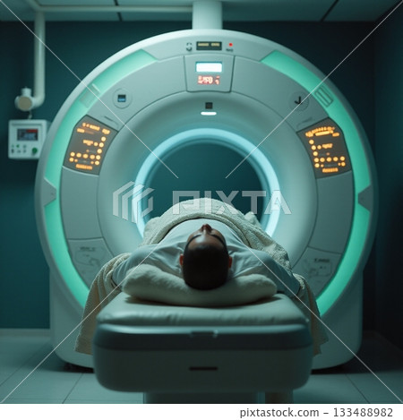 Patient undergoing CT scan in a modern clinic setting Generative AI Patient undergoing CT scan in a modern clinic setting Generative AI 133488982