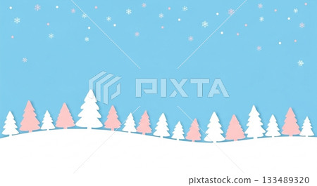 A tranquil winter scene illustration with a starry night sky, a silvery snowy field, and the lights of a small house in the distance A tranquil winter scene illustration with a starry night sky, a silvery snowy field, and the lights of a small house in the distance 133489320
