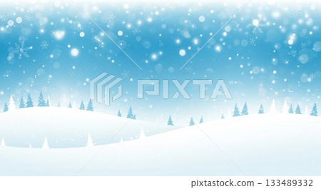 一幅寧靜清新的冬季背景插畫,雪花飄落在銀色的雪地上,天空湛藍如洗。 一幅寧靜清新的冬季背景插畫,雪花飄落在銀色的雪地上,天空湛藍如洗。 133489332