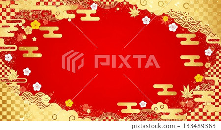 A traditional background design perfect for the New Year, featuring gorgeous red and gold Japanese patterns. A traditional background design perfect for the New Year, featuring gorgeous red and gold Japanese patterns. 133489363