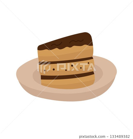 Illustration of a cake slice on a plate, great for menus Illustration of a cake slice on a plate, great for menus 133489382
