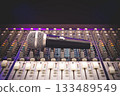 dynamic microphone on audio mixing console. singing, recording concept 133489549