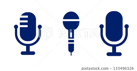 The high-quality microphone is blue. sound, music. 133490326