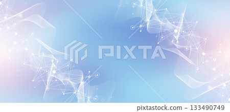 Abstract tech network connection dots. Digital background and big data technology. Blue background with plexus lines. Geometric background with abstract mesh 133490749