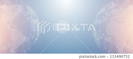 Global network connection banner design template. Header social network communication in the global business concept. Big data visualization. Internet technology 133490752