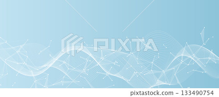Abstract tech network connection dots. Digital background and big data technology. Blue background with plexus lines. Geometric background with abstract mesh Abstract tech network connection dots. Digital background and big data technology. Blue background with plexus lines. Geometric background with abstract mesh 133490754