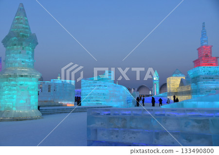 Ice sculptures at Harbin Ice and Snow World in China Ice sculptures at Harbin Ice and Snow World in China 133490800