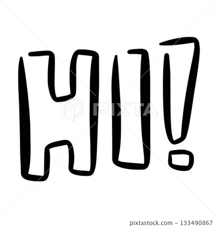 Hi symbol, hand drawn message icon element symbol for greeting in a glyph style illustration 133490867
