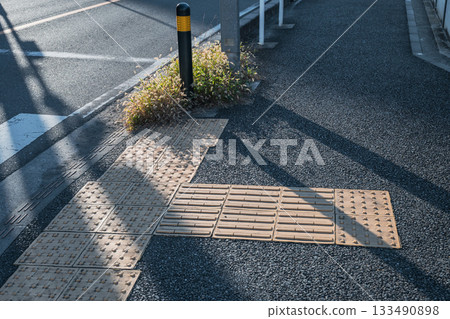 Crosswalks and Braille blocks 133490898