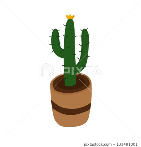 Illustration of a potted cactus, perfect for decor themes Illustration of a potted cactus, perfect for decor themes 133491001