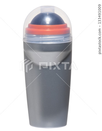 Silver roll-on deodorant with cap, with black ball, isolated background Silver roll-on deodorant with cap, with black ball, isolated background 133491009