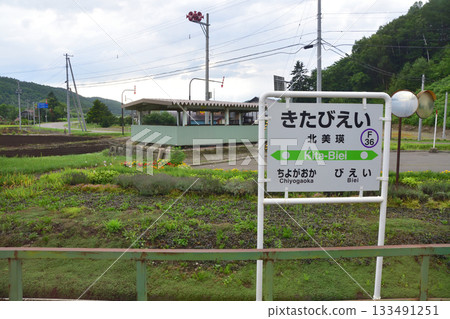 Scenery between Nishiseiwa Station and Kita-Biei Station on the JR Hokkaido Furano Line (early morning in summer 2023) Scenery between Nishiseiwa Station and Kita-Biei Station on the JR Hokkaido Furano Line (early morning in summer 2023) 133491251