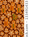 Gingerbread and snowflake Christmas pattern 133491433
