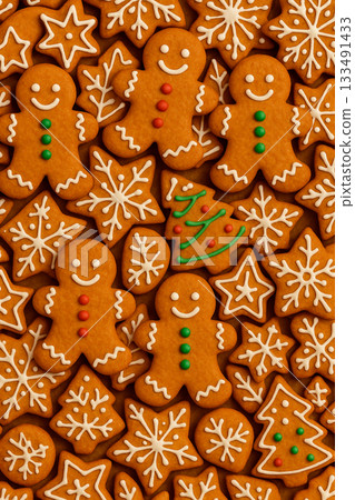 Gingerbread and snowflake Christmas pattern Gingerbread and snowflake Christmas pattern 133491433