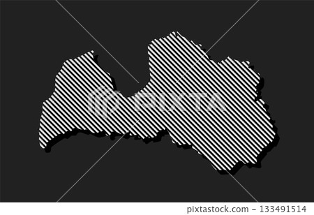 Abstract vector map of Latvia, parallel grey lines Abstract vector map of Latvia, parallel grey lines 133491514