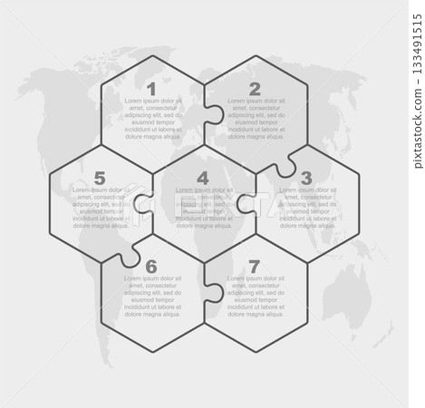 Puzzle diagram infographic process on 7 steps Puzzle diagram infographic process on 7 steps 133491515