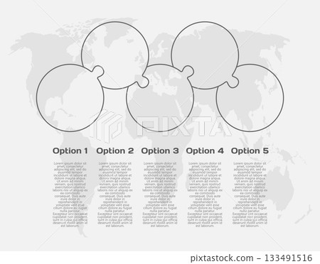Five steps line infographic, puzzle diagram Five steps line infographic, puzzle diagram 133491516