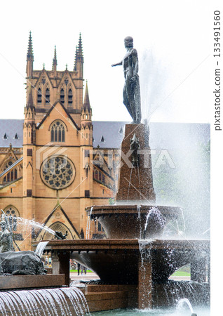The beautiful exterior of St Mary's Cathedral in Sydney The beautiful exterior of St Mary's Cathedral in Sydney 133491560