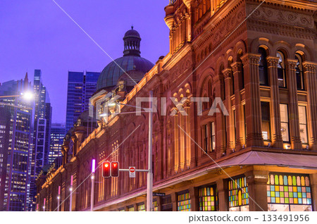 Beautiful illuminated view of the Queen Victoria Building in Sydney Beautiful illuminated view of the Queen Victoria Building in Sydney 133491956