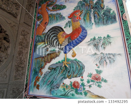 Elegant Rooster in a Serene Landscape A Traditional Chinese Artwork with Natural Beauty Elegant Rooster in a Serene Landscape A Traditional Chinese Artwork with Natural Beauty 133492295