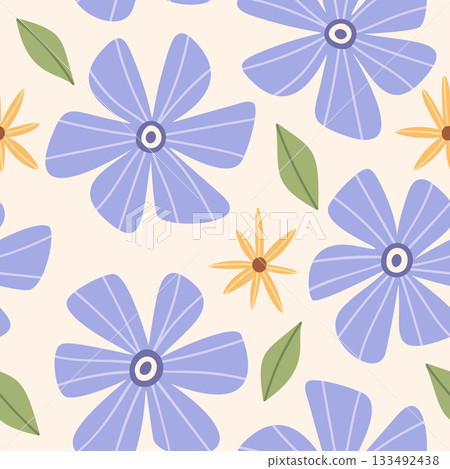Cornflower blooms seamless pattern design 133492438