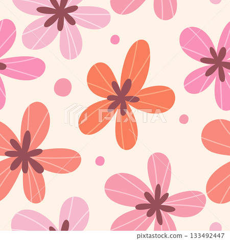 Red pink flowers seamless pattern Red pink flowers seamless pattern 133492447
