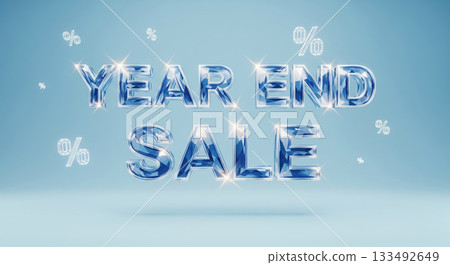Crystal Geometric Year End Sale Banner With Soft Blue Background 133492649