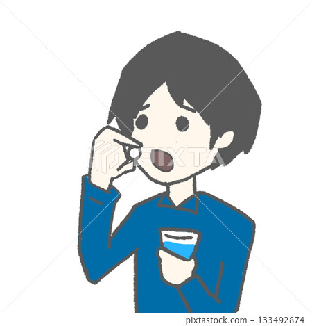 男子正在服藥 男子正在服藥 133492874