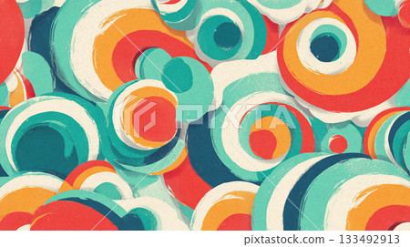 An abstract, painterly pattern of large, interlocking, colorful swirls and curves in bright blue, green, orange, and red. An abstract, painterly pattern of large, interlocking, colorful swirls and curves in bright blue, green, orange, and red. 133492913