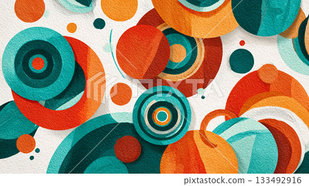 An abstract, painterly pattern of large, interlocking, colorful swirls and curves in bright blue, green, orange, and red. An abstract, painterly pattern of large, interlocking, colorful swirls and curves in bright blue, green, orange, and red. 133492916