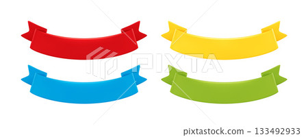 Bright Colorful Ribbon Banners Set Red Yellow Blue Green Modern Decorative Elements vector illustration background 133492933