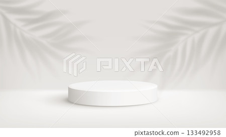 White Circular Pedestal In Bright Studio For Product Display And Minimalist Background Photography Vector Illustration Background White Circular Pedestal In Bright Studio For Product Display And Minimalist Background Photography Vector Illustration Background 133492958