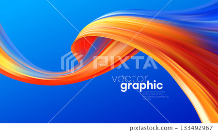 Vector Illustration Background Dynamic Colorful Ribbon Flow On Blue Canvas Capturing Movement And Energy Design 133492967