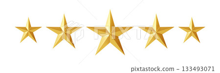 Five Gold Stars Icon On White Background For Rating And Celebration Five Gold Stars Icon On White Background For Rating And Celebration 133493071