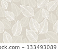 Soft beige backdrop with white outlined leaves Calm natural pattern suitable for decor and design projects vector illustration background 133493089