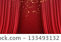 Vector Illustration Background Red Curtain Stage With Gold Confetti And Celebration Theme For Event 133493132