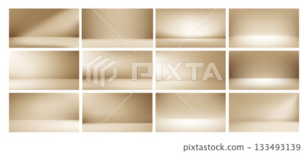 Beige Aesthetic Minimalist Empty Photo Studio Room. Abstract Gradient Background 3d Blank Scene. Vector Illustration Beige Aesthetic Minimalist Empty Photo Studio Room. Abstract Gradient Background 3d Blank Scene. Vector Illustration 133493139