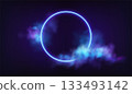 Vector Neon Ring Circle Background Illustration With Nebula Mist 133493142