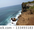 Ocean Waves Crashing Against a Cliffside with Scattered Rocks and Greenery in View 133493183