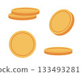 Set coin in golden color. Blank money template. Flat style illustration. 133493281