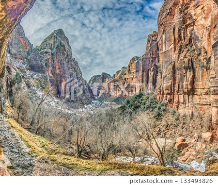 Zion National Park winter canyon landscape 133493826